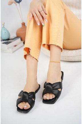 دمپائی مشکی زنانه چرم مصنوعی Moda Frato - کد 651410190