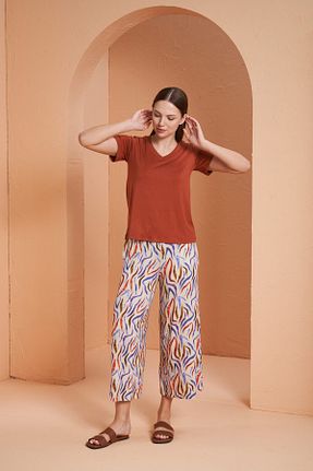 ست لباس راحتی نارنجی زنانه ساده Pjs Pijama - کد 931449927