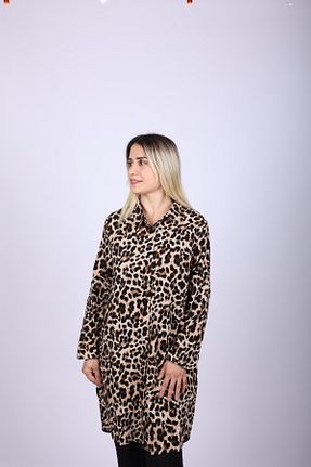 تونیک حجاب قهوه ای زنانه ویسکون MODA - کد 939008222
