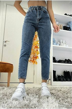 شلوار جین آبی زنانه پاچه ساده LAMİRA - کد 456353253