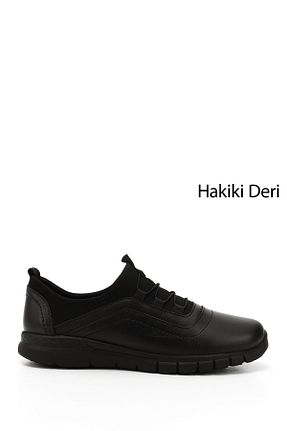کفش کژوال مشکی زنانه چرم خالص GÖNDERİ(R) - کد 730714764