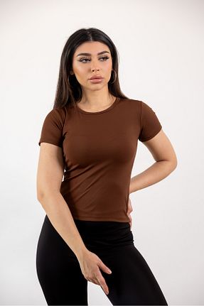 بادی قهوه ای زنانه یقه دوچرخه KHAB PREMİUM - کد 921301937