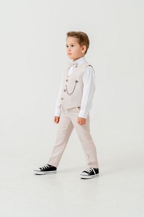 کت و شلوار بژ بچه گانه یقه کتی Pina Kids - کد 939010548