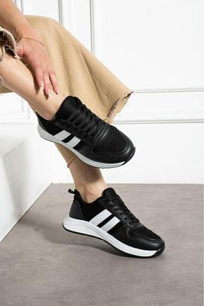 کفش اسنیکر مشکی زنانه بند دار galya shoes - کد 931737086