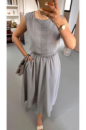 ست بالاتنه و پائین تنه طوسی زنانه بافتنی Sezgi Tekin - کد 938806714