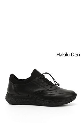 کفش اسنیکر مشکی مردانه چرم اصل GÖNDERİ(R) - کد 654232561