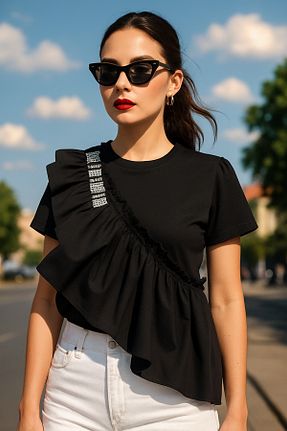 تیشرت مشکی زنانه اورسایز GZ Design - کد 322632172