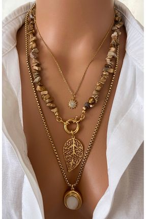 گردنبند جواهر قهوه ای زنانه استیل ضد زنگ TARZ-I TAKI - کد 938845040