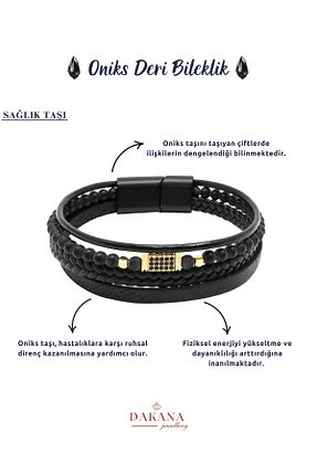 دستبند جواهر مشکی مردانه سنگ طبیعی DAKANA JEWELLERY - کد 938856289