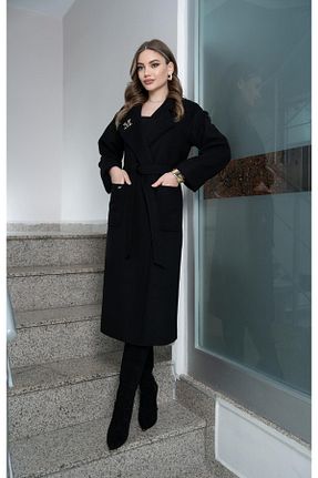 پالتو مشکی زنانه پشمی Eccim Fashion - کد 938868479
