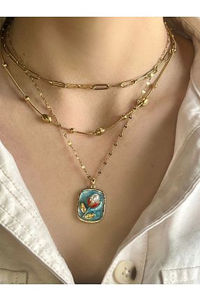 گردنبند استیل ( فولاد ) طلائی زنانه استیل (فولاد) Badiva.Co - کد 938862860