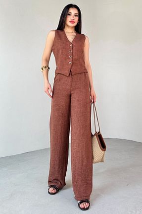 ست بالاتنه و پائین تنه رنگی زنانه کتان Cappmoda - کد 938866545