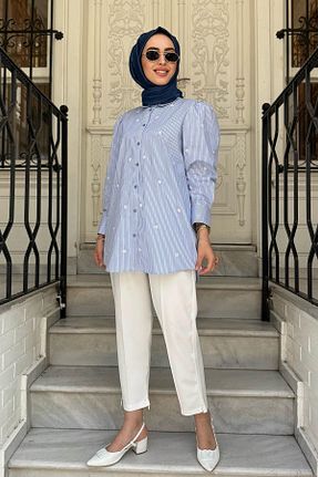تونیک حجاب آبی زنانه مخلوط ویسکون Kayra - کد 938863632