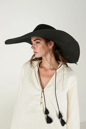 کلاه مشکی زنانه حصیر bacc - کد 938926044