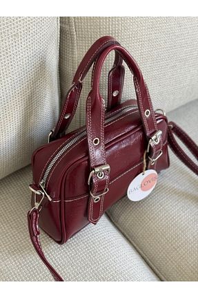 کیف دوشی زرشکی زنانه چرم مصنوعی BAGLOVİS - کد 938917412