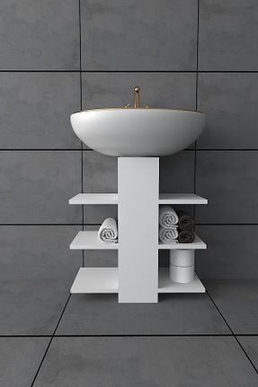 ست کمد حمام سفید Caria Cabinet - کد 933913311