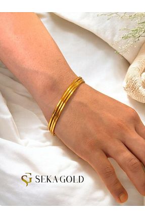 دستبند نقره زرد زنانه 925 عیار Seka gold - کد 900069052