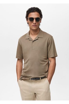 تیشرت خاکی مردانه یقه پولو MANGO Man - کد 928042426
