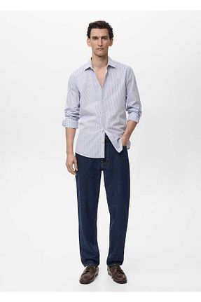 پیراهن آبی مردانه اسلیم فیت MANGO Man - کد 901102570