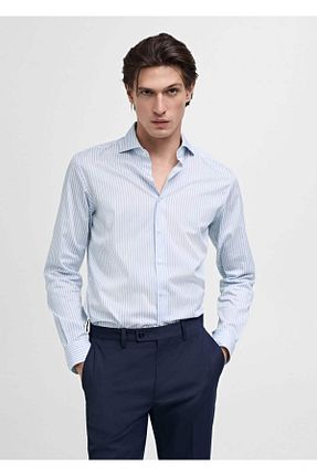 پیراهن آبی مردانه اسلیم MANGO Man - کد 886002516