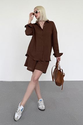 ست بالاتنه و پائین تنه قهوه ای زنانه بافتنی Seeh - کد 936500574