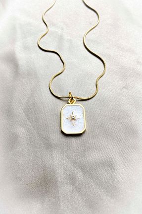 گردنبند استیل ( فولاد ) طلائی زنانه استیل (فولاد) roshel - کد 804031350