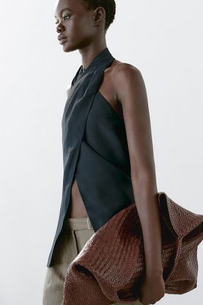 بلوز آبی زنانه Straight Massimo Dutti - کد 938165570