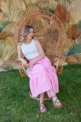 دامن صورتی زنانه پارچه Fullamoda - کد 902387181