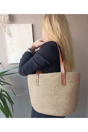 کیف دوشی بژ زنانه حصیر Pınar Gündoğdu Collection - کد 747953471