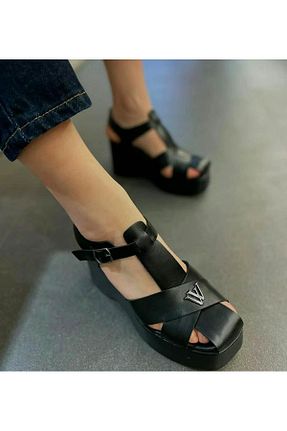 صندل مشکی زنانه پاشنه پلتفرم Venüs - کد 939076057