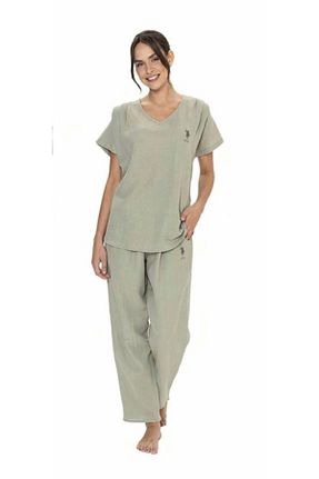 ست لباس راحتی خاکی زنانه ساده U.S. Polo Assn. - کد 928298219