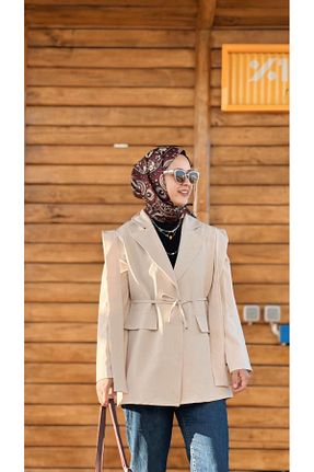 کت حجاب بژ زنانه کلوش YEDİLALE - کد 904071273