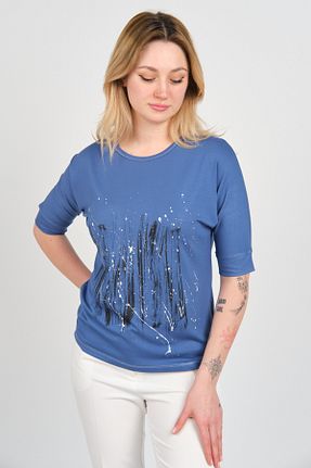 بلوز آبی زنانه طرح دار Sistas - کد 939032524