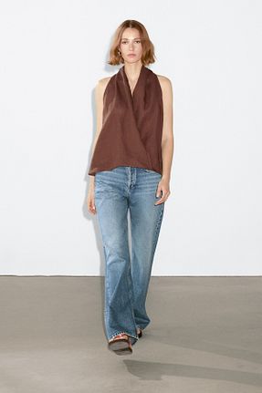 شلوار جین آبی زنانه پاچه گشاد Massimo Dutti - کد 939041284