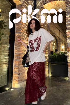 ست بالاتنه و پائین تنه زرشکی زنانه بافت Pikmi Collection - کد 937898623