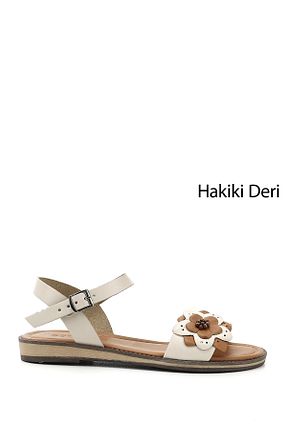 صندل بژ زنانه پاشنه تخت GÖNDERİ(R) - کد 939061234