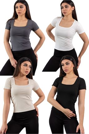 بادی رنگی زنانه یقه مربعی KHAB PREMİUM - کد 936225386