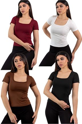بادی رنگی زنانه یقه مربعی KHAB PREMİUM - کد 929529615