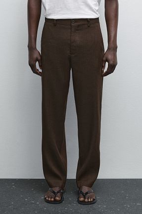 شلوار قهوه ای مردانه کتان Massimo Dutti - کد 939085103