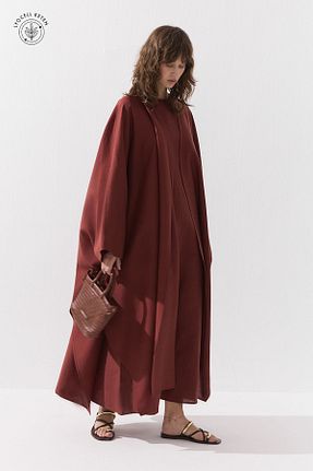 کافتان و کیمونو حجاب زرشکی کتان Hooopstore - کد 939125712