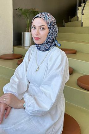 روسری آبی پلی استر lamelif - کد 939114993