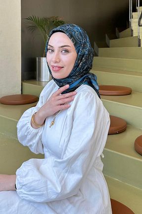 روسری آبی پلی استر lamelif - کد 939114738
