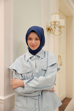 روسری سرمه ای پنبه ای Silk Home - کد 929126437