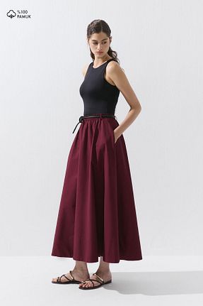 دامن حجاب زرشکی زنانه کمر کش دار Hooopstore - کد 934137063