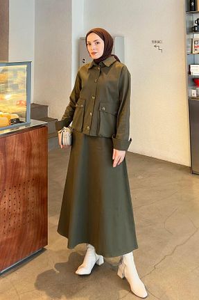 ست بالاتنه و پائین تنه حجاب سبز زنانه رگولار lamelif - کد 939124319