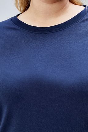 تیشرت سایز بزرگ سرمه ای زنانه Boyfriend BANEGA - کد 933299541