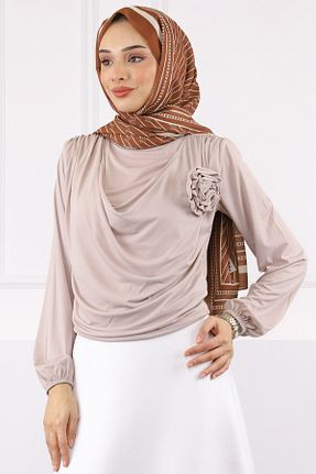 بلوز حجاب بژ زنانه رگولار İmajButik - کد 939139532