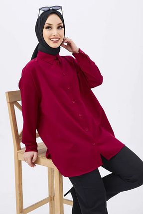 تونیک حجاب زرشکی زنانه پنبه پلی استر Butik - کد 939259608