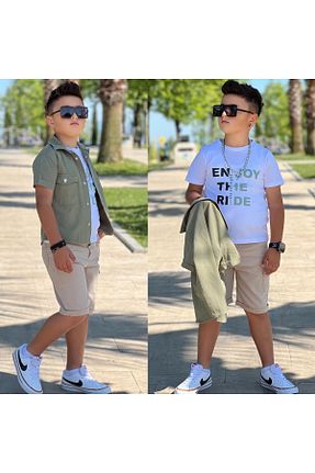 ست بالاتنه و پائین تنه سبز بچه گانه بافتنی Uslukids - کد 939273120