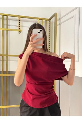 بلوز زرشکی زنانه ساده peri tower - کد 932542902